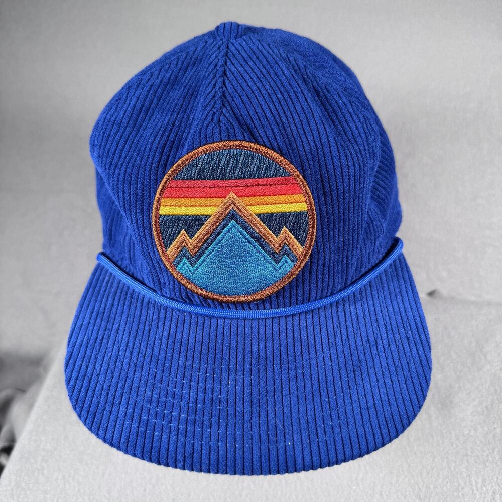Aviator Nation Hat Cap Snap Back Blue Corduroy Mountain Patch Retro‎ Stripe Mens